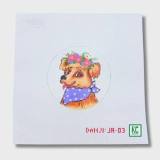 Mixed Breed Terrier with Flower Crown Canvas by Danji Designs (thumbnail)