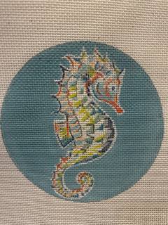 Seahorse on Aqua Ornament by PLD Designs (thumbnail)