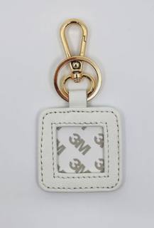Square Key Fob or bag charm - white with gold by Blue Waters Needlepoint (thumbnail)