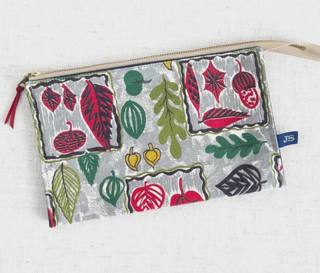 Vintage Leaf Pattern - Zipper Top with Pockets Project Bag Clutch by Jeni Sandberg Needlepoint (thumbnail)