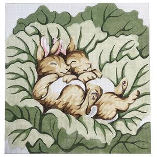 Napping Bunnies Pillow by Silver Needle (thumbnail)