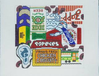 NOLA Collage Needlepoint Canvas by Needle Nola (thumbnail)