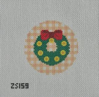 Green Wreath with Red Bow Printed Canvas by Ziggy Stitches (thumbnail)