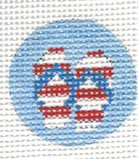 Key Fob Insert - Red White Striped Flip Flops by Kate Dickerson Needlepoint Collections (thumbnail)