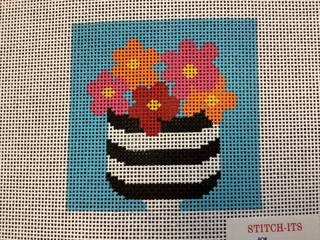 Flowers in Striped Pot by KCN Designers (thumbnail)