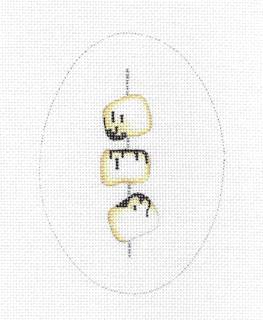 Oval ~ S'MORES Summertime Marshmallows Ornament handpainted Needlepoint Canvas by Raymond Crawford by Raymond Crawford (thumbnail)