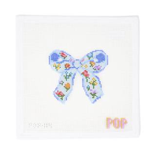 Floral Print Bow - Blue by POP! Needle Arts (thumbnail)