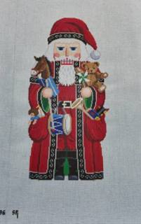 4296SR- Susan Roberts Nutcracker, Santa and Pockets of Toys, 18" Stand-up by Susan Roberts Needlepoint (thumbnail)