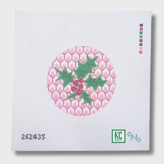 Red Holly Round Canvas by Needlepaint (thumbnail)