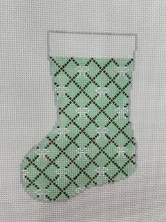 Bow Mini Stocking - Green & red by Stitch Style Needlepoint (thumbnail)