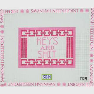 Keys & Sh*t Pink Tray Insert by Susan Battle Needlepoint (thumbnail)