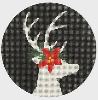 Reindeer on Black Background by CBK Needlepoint (thumbnail)