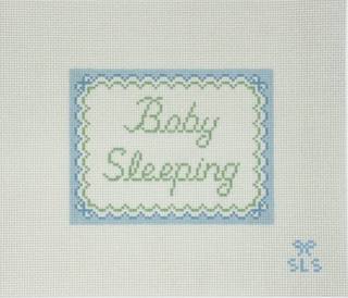 Baby Sleeping Sign - Pink and Blue by SLS Needlepoint (thumbnail)