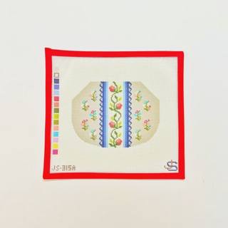 Kiss Lock Bag Canvas - Floral Stripe on Grayscale by Jeni Sandberg Needlepoint (thumbnail)