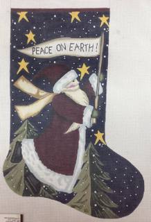 peace on earth santa stocking by Danji Designs (thumbnail)
