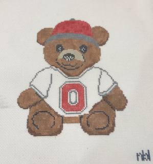 Ohio State Teddy Bear by Needlepoint by Laura (thumbnail)