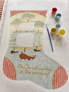 Three Ships Stocking by The Plum Stitchery (thumbnail)