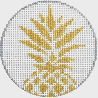Pineapple 3" Round - White by Two Sisters Needlepoint (thumbnail)