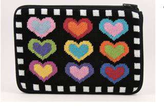 Hearts on Black Stitch & Zip Cosmetic Purse by Alice Peterson (thumbnail)