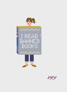 JV188 - Banned Books Girl Needlepoint Canvas by Jennifer Vallez Needlepoint (thumbnail)