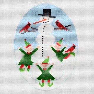 Elves & Snowman Oval - Trunk Show by Doolittle Stitchery (thumbnail)