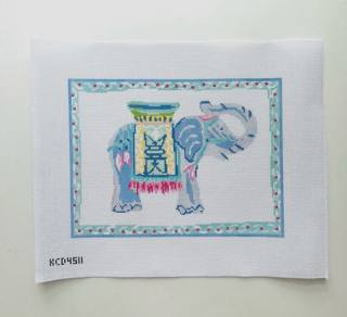 Blue Elephant Pillow Canvas by KCN Designers (thumbnail)