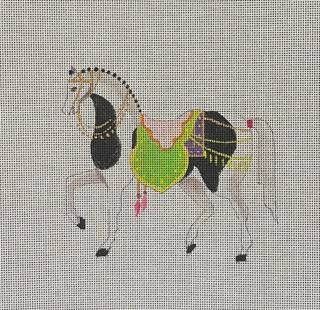 Prancing Horse with Green Saddle Canvas by Colors of Praise Art Studio (thumbnail)