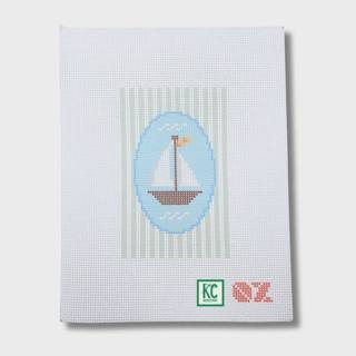 Sailboat Striped Oval by Oz Needle and Thread (thumbnail)