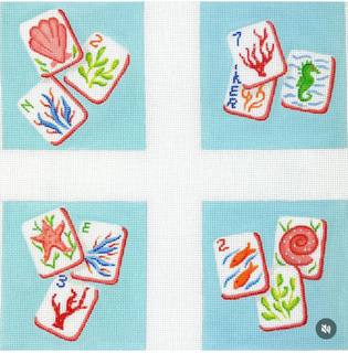 Mahjong Coral Reef Theme Coasters by Kate Dickerson Needlepoint Collections (thumbnail)