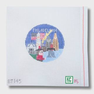 Philadelphia Travel Round Canvas by Kathy Schenkel (thumbnail)