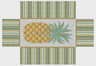 Pineapple Brick Cover with Stripes by Susan Roberts Needlepoint (thumbnail)