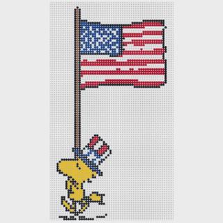 PEANUTS Patriotic - Woodstock marching with Flag Canvas by Officially Needlepoint (thumbnail)