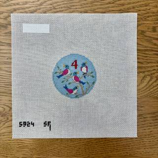 Twelve Days, 2.5" Rounds Day Four - Calling Birds Canvas by Liz Goodrick-Dillon (Tapestry Tent, via Susan Roberts) (thumbnail)