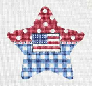 patriotic star, blue gingham by Kangaroo Paw Designs (thumbnail)