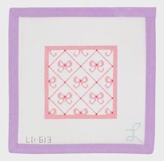 Pink Bows In Lattice Coaster by Lycette Designs (thumbnail)