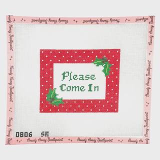 Holly 'Please Come In' Sign by Susan Roberts Needlepoint (thumbnail)