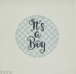 It's a Boy Gingham Round by melissa loves needlepoint (thumbnail)