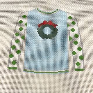 KKO199U (Wreath on Blue with Lime Polka Dot Sleeves) by Kristine Kingston (thumbnail)
