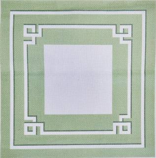 Green Greek Key Pillow by Kirk and Bradley (thumbnail)