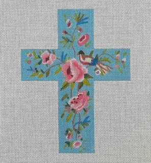 IF271 Blue FLoral Cross by Colors of Praise Art Studio (thumbnail)