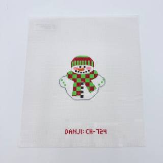 Snowman with Red/Green Checked Scarf Canvas by Danji Designs (thumbnail)