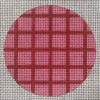 Bright Disk Letter – Pink & Red Grid by Kate Dickerson Needlepoint Collections (thumbnail)