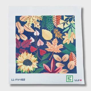 Blue Autumn Botanical Leaves Canvas by Laura Love Designs (thumbnail)