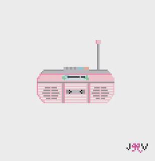 JV107 - 80's Pink Boombox Needlepoint Canvas by Jennifer Vallez Needlepoint (thumbnail)