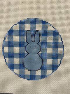 Gingham Peeps Bunny Round - Blue by Silver Stitch Needlepoint (thumbnail)