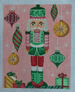 Pink&Green Nutcracker w/hanging baubles by Kate Dickerson Needlepoint Collections (thumbnail)