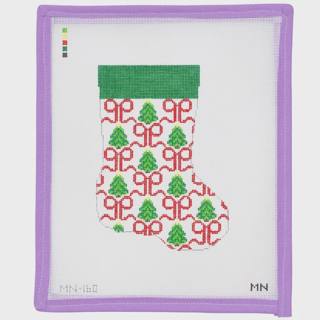Red Bows & Trees Mini Stocking by Magnolia Needlepoint (thumbnail)