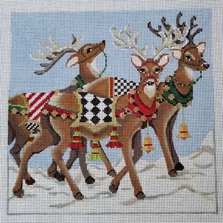 Prancing Reindeer by Kelly Clark Needlepoint (Colonial Needle) (thumbnail)