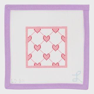 Pink Hearts Coaster by Lycette Designs (thumbnail)