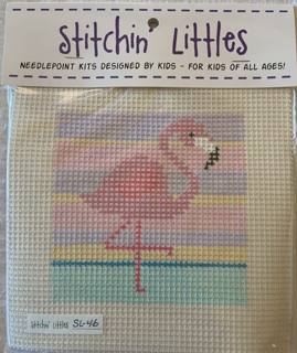 Stitchin' Littles Flamingo Sunset Kids Needlepoint Kit by Purple Palm Designs (thumbnail)